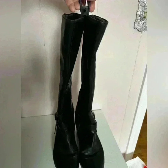 Sugar Black Leatherette Women's Buckled High Heel Boots Sz 8.5 - Picture 4 of 10